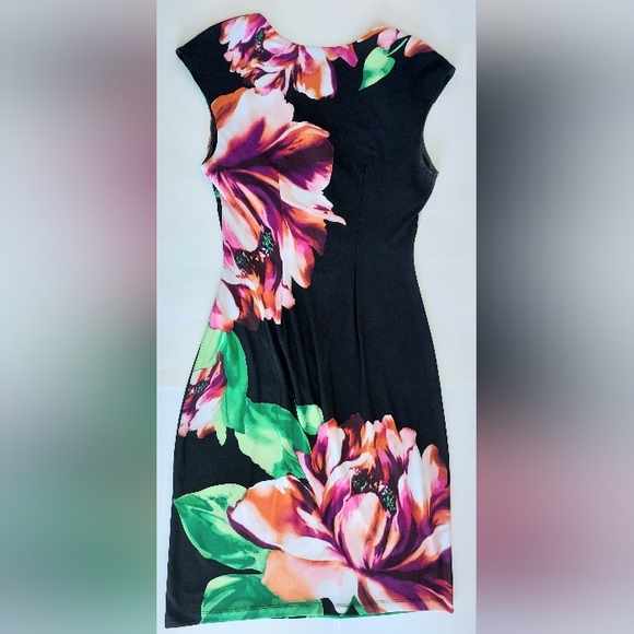 Gorgeous Ladies 8 db Established 1962 Square Neck Sleeveless Fitted Floral Dress - Picture 10 of 11